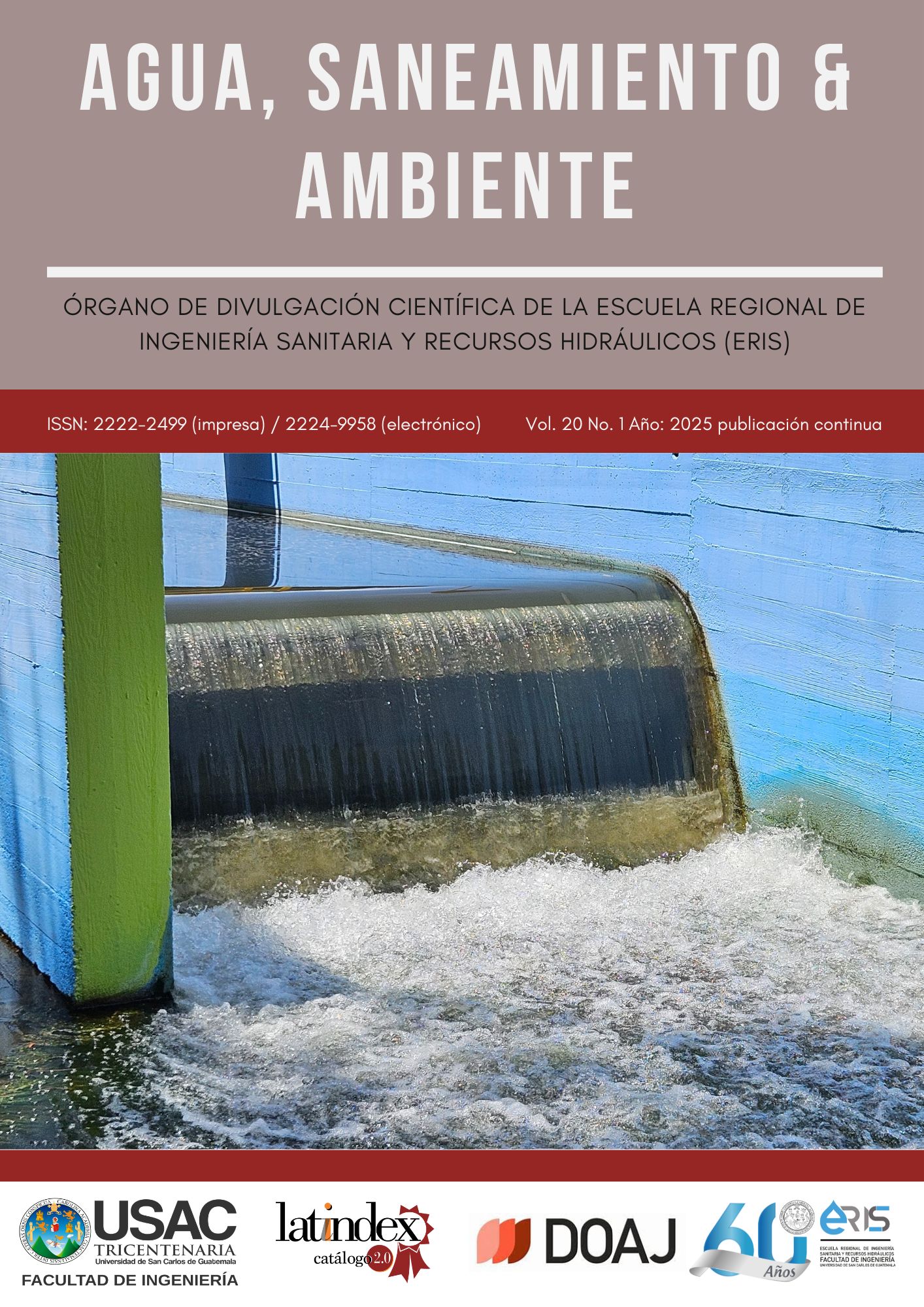 La imagen muestra la portada de la Revista Agua, Saneamiento & Ambiente, con una fotografía de la obra hidráulica de la presa El Tesoro de EMPAGUA.